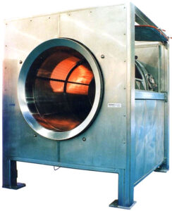 Horizontal axis basket centrifuge with automatic cycle