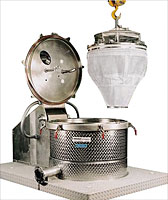 Vertical basket top discharge centrifuges – Model KSA with removable filter bag and basket rim